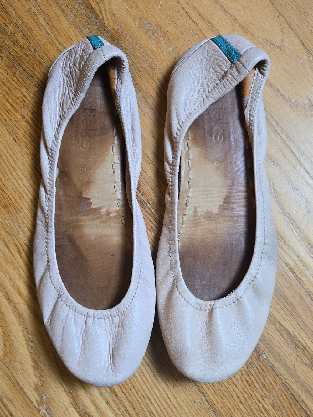Tieks taupe pink leather ballet flats
